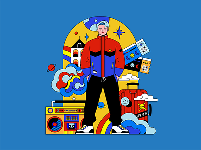 Wanderlust boombox boy boys character city color fashion illustration luggage minimal street streetfashion streetwear travel trip vacation vector wanderlust