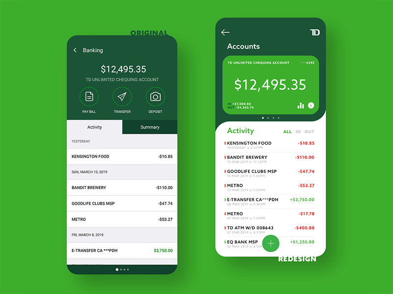 Mobile Banking App - Account Screen Redesign