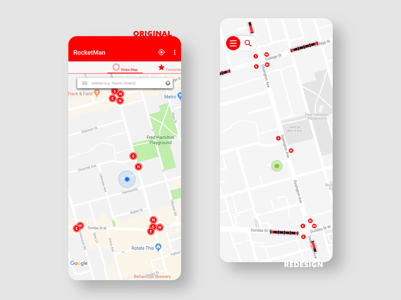 Transit App - Route Selection Screen Redesign app clean design ios minimal mobile schedule simple toronto transit ui ux