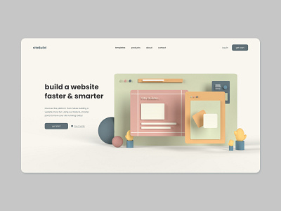 website builder landing page concept 3d abstract graphic illustration landing render ui ux web webdesign website