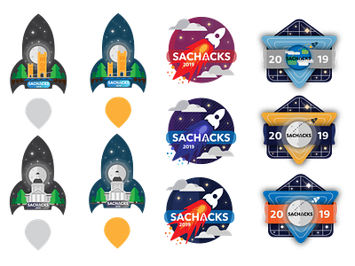 Sachacks Stickers adobe illustrator design hackathon sachacks space spaceship sticker vector