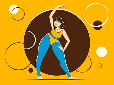 80s Aerobic 80s style aerobics character design exercise fitness flat girl illustration retro sport stretching vector vector illustration workout yoga