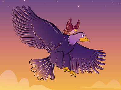 Birds flying at sunset. Vector Illustration