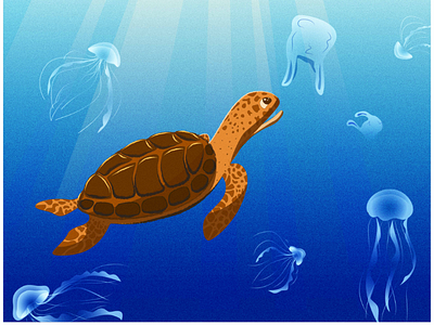 Water pollution. Turtle. Vector Illustration