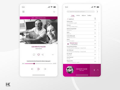 Music player app application cell phone design flat hoseinkm89 mobile music player persian design ui user experience user interface ux