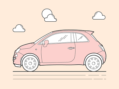 Fiat Fun adobe illustrator car design fiat graphic design illustration rose gold