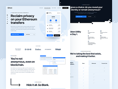 Blank Wallet - Marketing page bank transfers blockchain website bootstrap layout crypto wallet cryptocurrency crypto ethereum wallet minimal clean design privacy security token product design ui ux