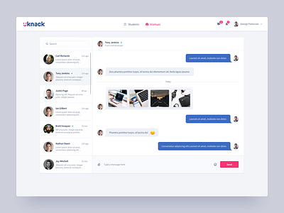 Uknack Jobs Platform Chat careers network clean minimal dashboard design grid layout responsive bootstrap hiring employee jobs finder product design startup ecosystem student platform chat ui ux user experience visual user interface design