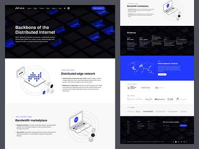 NOIA - Landing Page bitcoin blockchain website content delivery cryptocurrency crypto dark landing page ui decentralized network ico landing page internet ico minimal clean design token site ui ux