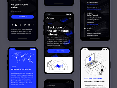 NOIA - Mobile bitcoin blockchain website content delivery cryptocurrency crypto dark landing page ui decentralized network ico landing page internet ico minimal clean design token site ui ux