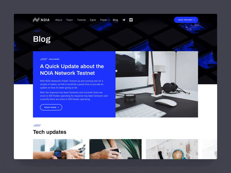 NOIA - Blog blockchain website blog page content delivery cryptocurrency crypto dark landing page ui decentralized network ico landing page internet ico minimal clean design token site ui ux