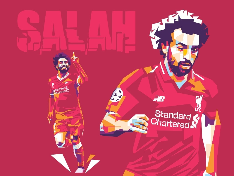Mohamed Salah On Wpap inggris salah liverpool design player poster art illustration wpap football portait pop art