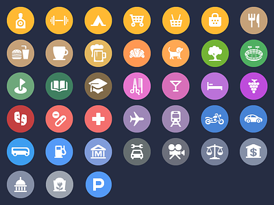 Apple's iOS 8 Spotlight Map Category Icons icons ios ipad iphone maps mobile