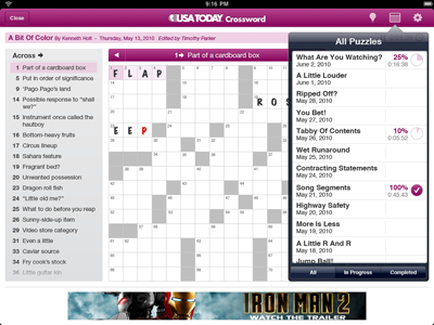 USA TODAY iPad Crossword crossword game ipad puzzle ui usatoday