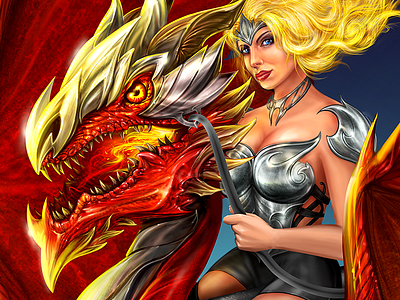 Dragon Fracturize Dragonrider Lady Illustration Fra armor blonde custom illustration dragon fantasy fracturize girl illustration montenegro red sexy