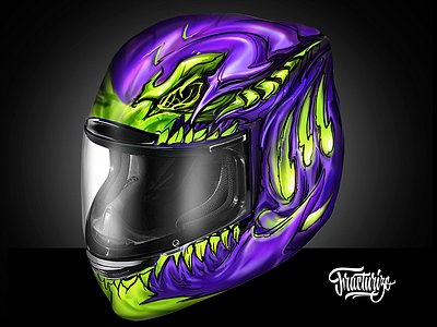 Motorcycle Helmet custom paint wip by fracturize custom design custom game design custom illustration daily fighting screen fracturize game game art magic mobile game design montenegro versus