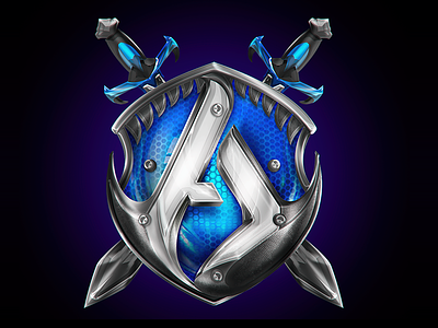 Custom Logo for streamer by fracturize blue custom design fracturize logo shield swords trojan twitch twitch streamer