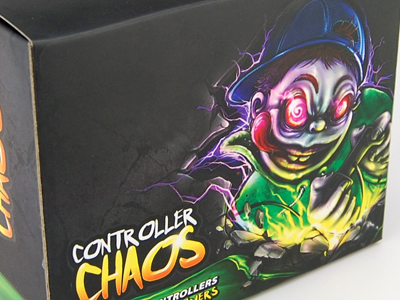 chaos printed packaging box chaos controller packaging custom evil kid fracturize gaming packaging illustration packaging