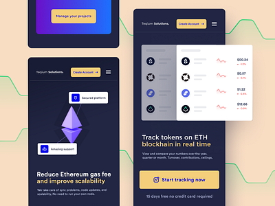 Teqium Solutions, Decentralized Crypto platform website design bitcoin chart clean crypto cryptocurrency ethereum exchange responsive ui uidesign uiux ux uxdesign webdesign website yellow