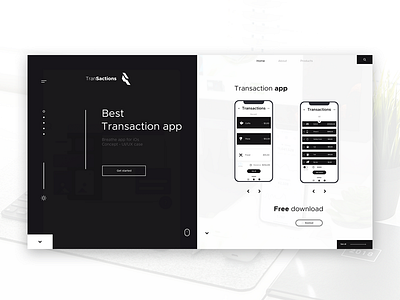 Black and White - Transaction App  Landing page