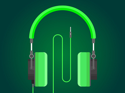 Green headphones design dj earpods green headphones illustration music sound