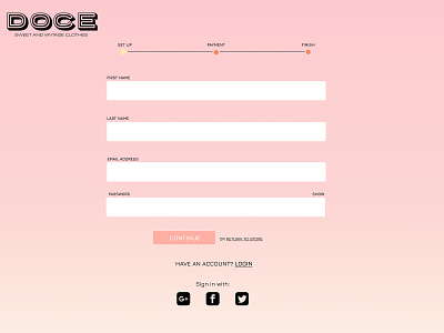 Daily UI Challenge 001- Sign Up dailyui ecommerce pink sign up form simple ui website