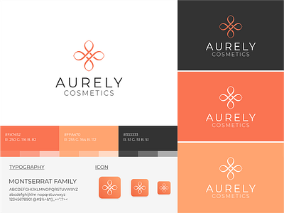 Aurely Cosmetics brand identity branding cosmetics design feminine identity logo design