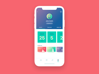 Profile view design for a mobile app android cardui illustration interaction ios meditationapp mobile mobile app mobileapp mobileappdesign peace profile design ui ux uidesign uiux ux