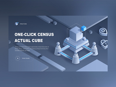 actual cube web design 2.5d c4d icon illustration ui web