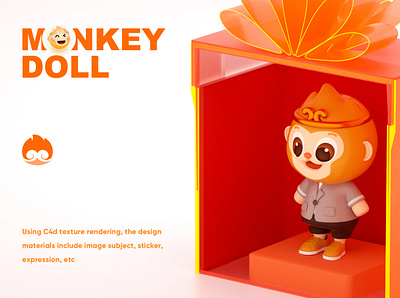 Monkey Doll IP 3D Design 2.5d branding c4d doll ip monkey