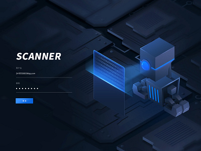 SCANNER login page 2.5d design illustration ui web