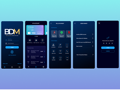 Modern Bank App Design bank dark mode design mobile modern ui uiux