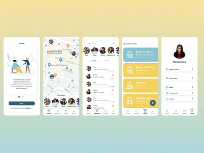 Homies: Family/Friend Locator App events light mode location app maps material design messaging mobile app mobile design mobile ui uiux
