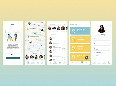 Homies: Family/Friend Locator App events light mode location app maps material design messaging mobile app mobile design mobile ui uiux