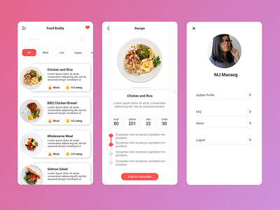 Food Buddy: Healthy Recipe design fitness food healthy mobile mobile design modern uiux