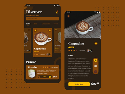 Coffe Shop app coffee coffee shop dark ui design interface mobile app mobile app design ui uidesign user interface user interface design userinterface