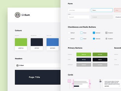 GitSum UI Style Guide colors design elements guide guidelines interface kit palette style typography ui