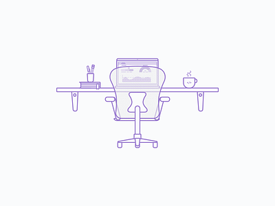 Developer Desk flat illustration line mexico purple sketch