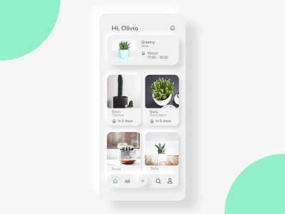 Plant Pal neumorphism plant ui