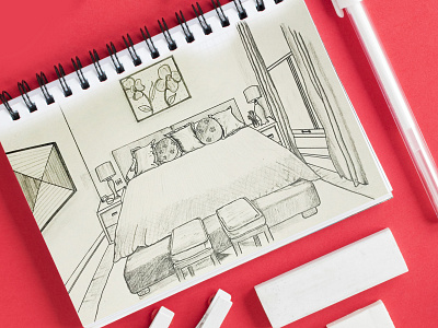 My favourite room art bed book design diary eraser fantasy favourite graphic design hand drawn illustration image pencil pencil art photoshop room shadow sketch ui window