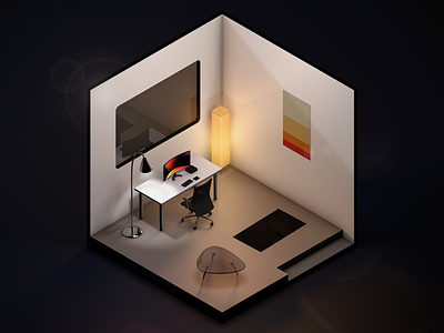 Isometric Room 3d isometric render room