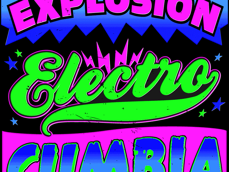 Explosión Electro-Cumbia. Playlist Art. V2b (GIF) chicha cumbia graphic design music peru poster typography
