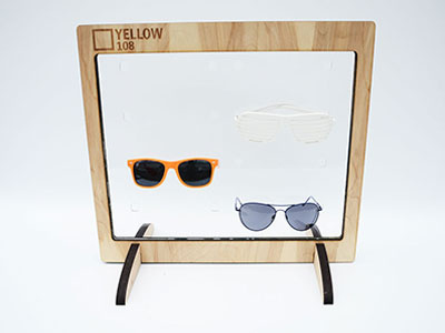 Yellow108 Sunglass Rack acrlyic birch feet no hardware rack sunglasses wood