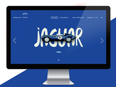 SPECIAL CARS blue car clean handletter heart interface jaguar mac minimal onepager page website