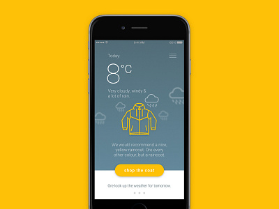 the weather advice advice app cat design digital flat grey material ui ux weather yellow