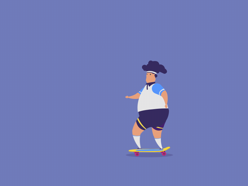 Skateboarder 2d animation 2d cartoon character cute design fat flat health illustration lifestyle love skate skateboarding sport