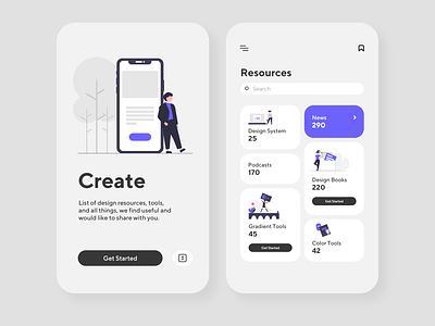 CREATE - Tools UI Design on a Mobile Smartphone