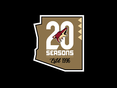 20 Coyotes Seasons 20 years arizona az concept copper state coyotes hockey nhl patch vector