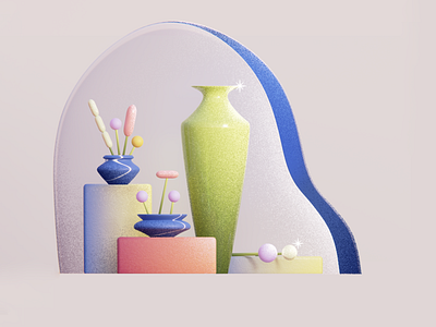 Still Life with Vases 3d 3d art blender design flower flowers grain illustration vase
