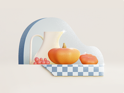 Still Life with Pumpkins 3d 3d art blender fruit grain illustration pumpkin still life